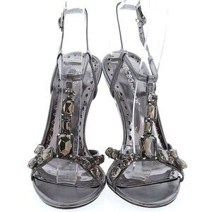 BCBG Generation Smokey strappy beaded Shoes metal heel sandal heels shoe 5.5 B